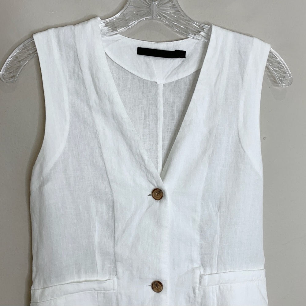 Jenni Kayne Callan Dress (Sz XS) Sleeveless Button-Up Linen Midi Ivory - Picture 5 of 13